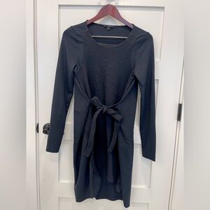 COS black dress, mixed media, tie front S